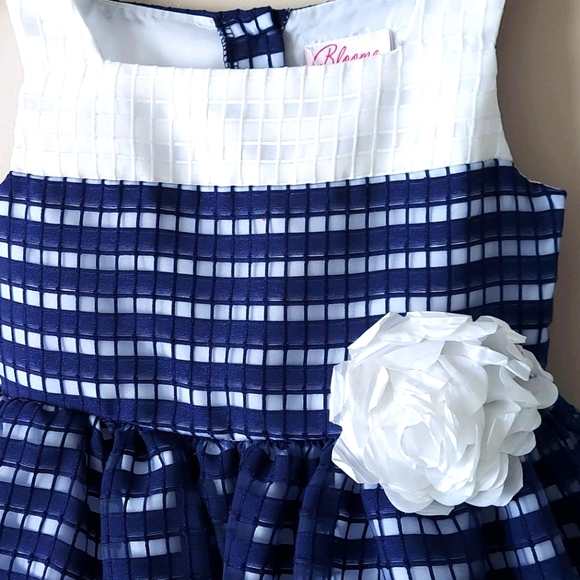 Blue & White Formal Sleeveless Dress, Size 6 - Picture 3 of 5